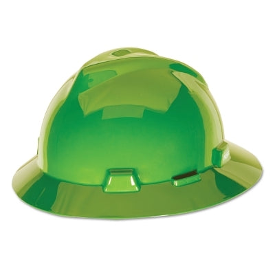 MSA 815570 V-Gard Protective Hat Fas-Trac III Full Brim Hat Slotted Bright Lime Green