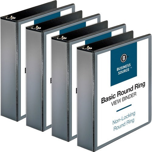 BUSINESS SOURCE Business Source BSN09956BD 2in Round Ring View Binder 4pk