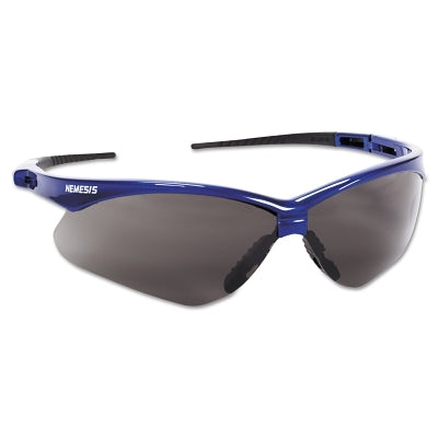 KleenGuard 47387 V30 Nemesis Safety Glasses Smoke Polycarbonate Lens Anti-Fog Metallic Blue Frame Black Temples Nylon