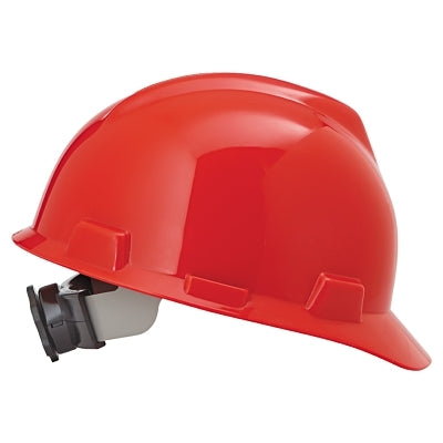 MSA 475363 V-Gard Slotted Hard Hat Cap, Fas-Trac III Suspension, Red