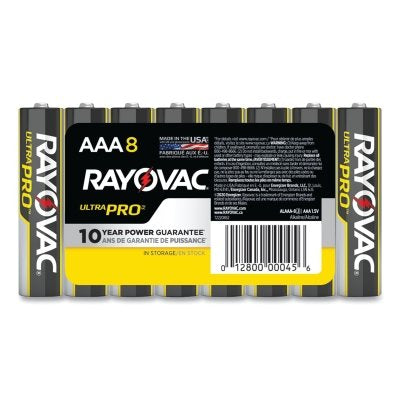 Rayovac ALAAA8J Ultra Pro Alkaline Battery 1.5V AAA Shrink Pack 8/PK