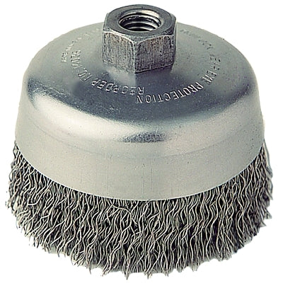 Weiler 14036 Crimped Wire Cup Brush 4 in Dia 5/8 in-11 Arbor Steel Wire