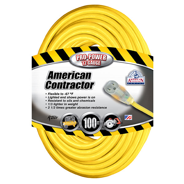 Southwire 2589SW0002 Outdoor Extension Cord 100-Foot 12/3 SJTW Yellow