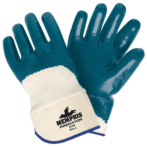 MCR Safety 9760 Predator Nitrile Gloves Large Blue Palm Coated ANSI Cut A2 12 Pair