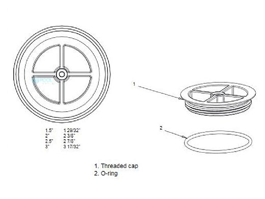 AquaStar Pool Products JMCP109-2 2 MPT Plaster Cap with Magnet Finding Metal Insert