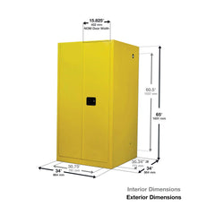 JUSTRITE 896020 Sure-Grip EX Yellow Safety Cabinet 60 Gallon