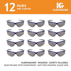 KLEENGUARD 47387 V30 Nemesis Safety Glasses Smoke Anti-Fog Lens Metallic Blue Frame Universal 1 Each