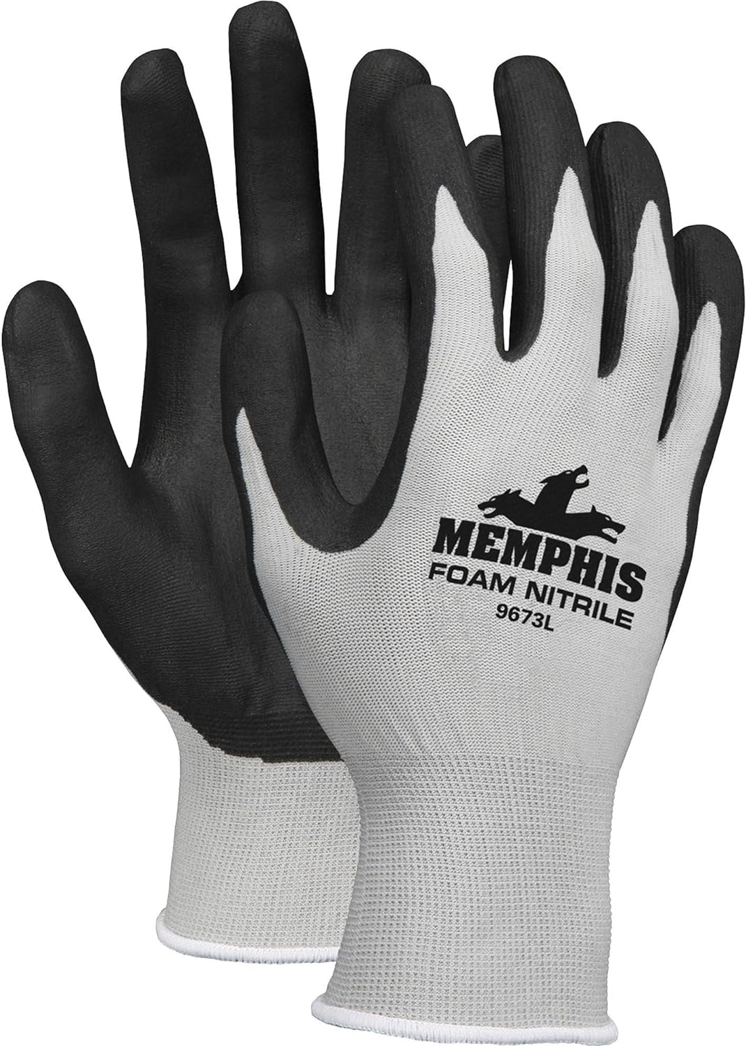 MCR Safety 9673L NXG Foam Nitrile Dip Gloves Large Black/Gray 12/Pair