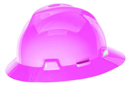 MSA 10156374 V-Gard Full-Brim Hard Hat Polyethylene Shell Standard Size Hot Pink