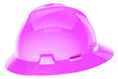 MSA 10156374 V-Gard Full-Brim Hard Hat Polyethylene Shell Standard Size Hot Pink