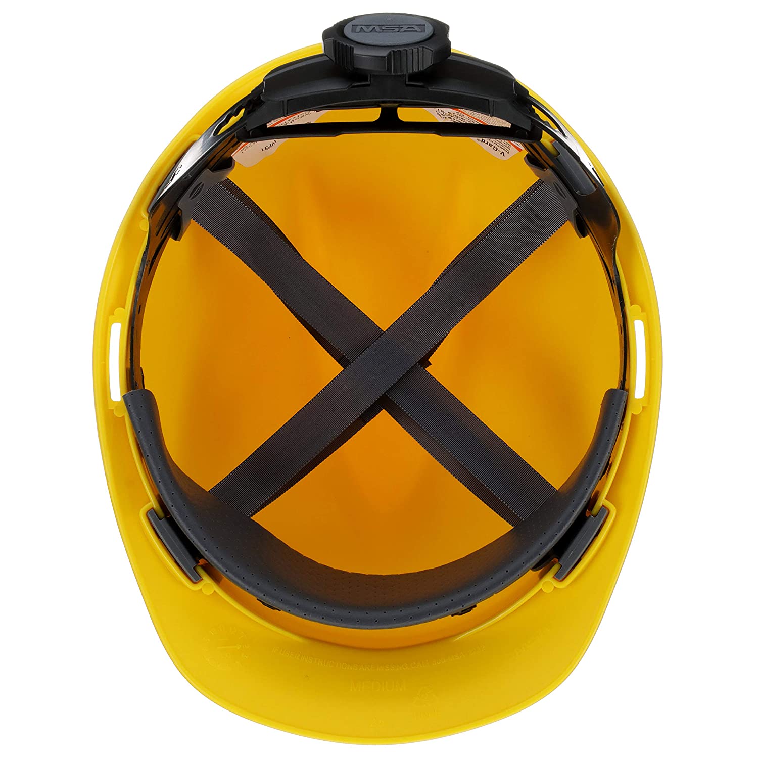 MSA 475360 V-Gard Cap Style Safety Hard Hat With Fas-Trac III Ratchet Suspension Yellow