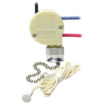 Leviton 1689-50 125/250 VAC 3/6 Amp 1-Pole 1/4 Hp 3-Speed 4-Position 2-Circuit Heavy Duty Pull Chain Switch