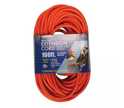 JONES STEPHENS E25007 SJT Extension Cord 12 AWG Orange 100 ft Carton