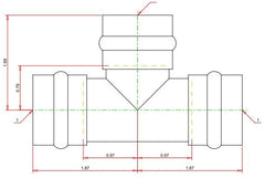 Viega 77392 ProPress Zero Lead Copper Tee 3/4 Inch by 1/2 Inch by 1/2 Inch P x P x P