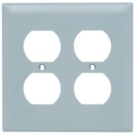 Pass & Seymour TP82GRY 2Gang Wall Plate Duplex Receptacle Nylon Standard - Gray