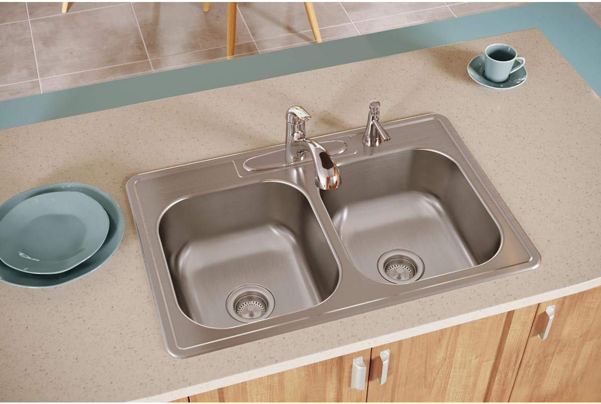 Elkay DSE233224 Dayton Double Bowl Top Mount Stainless Steel Sink