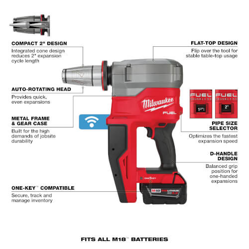 Milwaukee 2932-22XC M18 Fuel ProPEX 3/8 to 2 inch 18V Lithium-Ion Cordless Expander Kit with One-Key