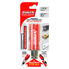 Diablo DHS1125 1-1/8 Inch Hole Saw Snap-Lock Plus Mandrel System