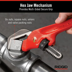 RIDGID 31305 Model E-110 9-1/2 Inch Offset Hex Jaw Pipe Wrench, Red, Made in the USA