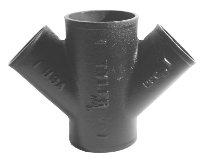 Tyler Pipe 008576 Double Reducing Wye Cast Iron 4 x 4 x 3 in No-Hub