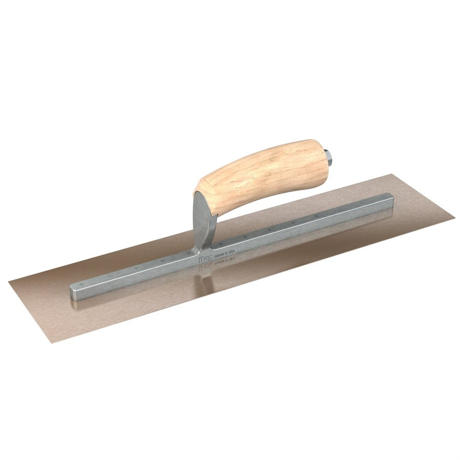 Bon Steel City 66-121 Golden Stainless Steel Finishing Trowel 12 x 4 inch Camel Back Wood Handle