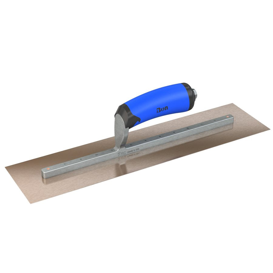 Bon Steel City 67-128 Golden Stainless Steel Finishing Trowel 16 X 4 Square End with Comfort Wave Handle