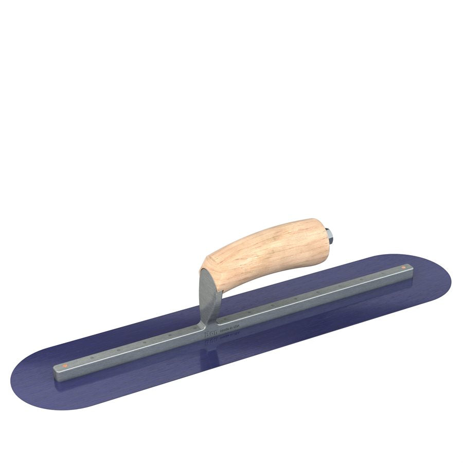 Bon Steel City 66-153 Blue Steel Finishing Trowel Round End 18 x 3 Inches Camel Back Wood Handle