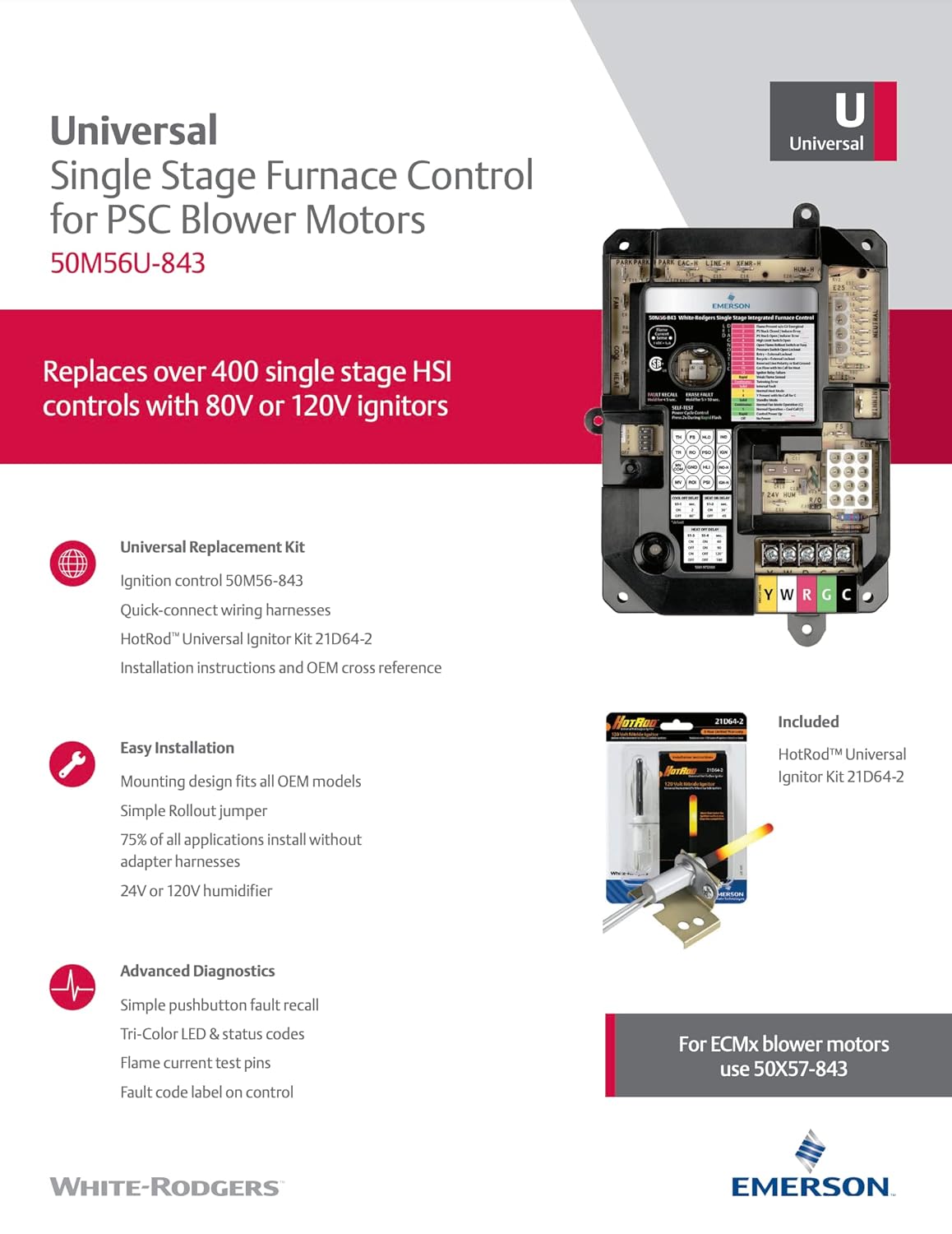 White-Rodgers 50M56U-843 Universal Integrated Furnace Control