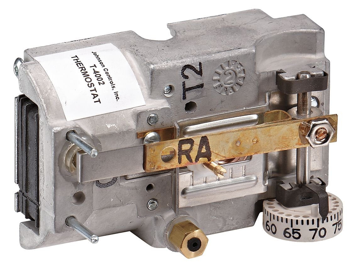 Johnson Controls T-4506-201 Pneumatic Thermostat Dual Temperature Horizontal 55 to 85 Degrees Fahrenheit