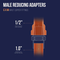 Everflow CCMA1012 SWT x 1/2'' MIP Copper Reducing Male Adapter Fitting