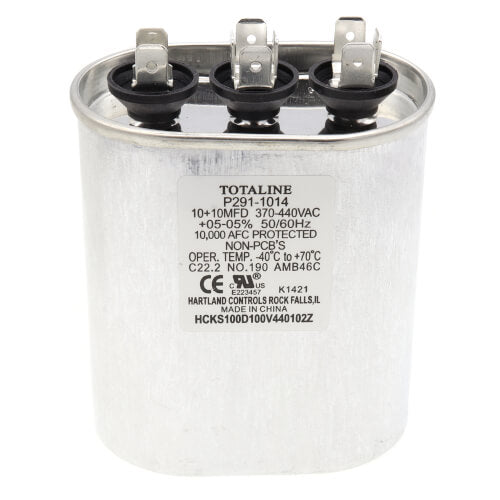 Carrier P291-1014 Oval Run Capacitor 10 Microfarad 370-440Vac