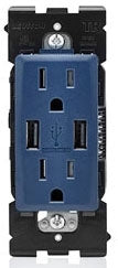 Leviton RUAA1-RN Combination Duplex Receptacle/Outlet and USB Charger 15 Amp 125 Volt Rich Navy