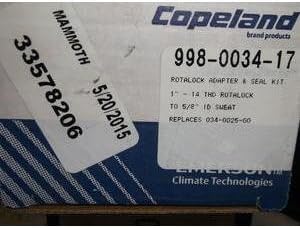 Copeland 998-0034-17 Rotalock to Stub Tube Adapter Kit