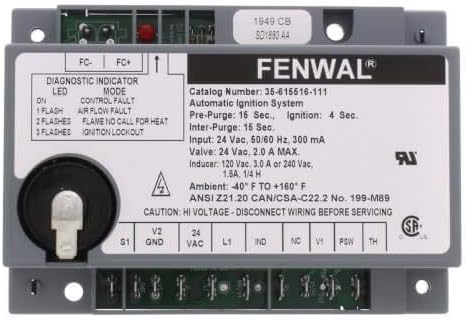 Fenwal 35-615516-111 Direct Spark Ignition Control 24V 15 Sec Prepurge