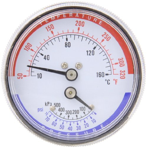 Trerice PTC14007 Tridicator Gauge 1/4 inch NPT Rear 0-75 PSI/KPA 60-320F