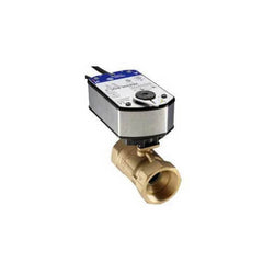 Johnson Controls VG1241DP+948AGA Model VG1241DP Two-Way Plated Brass Trim NPT End Connections Ball Valve with Model VA9208-AGA-2 Spring-Return Closed Without Switch Electric Actuator