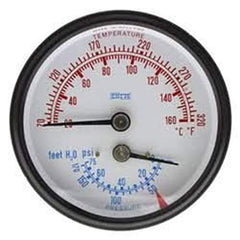 BURNHAM 100282-03 Temperature/Pressure Gauge for Boilers 2-1/2 Inch 70-320°F 0-75 PSI