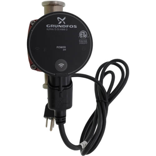 Grundfos 99793173 ALPHA 15-55 HWR-D Comfort Stainless Steel Circulator Pump 115V with Line Cord