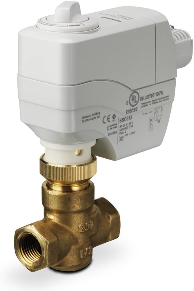 SIEMENS 259-02010 Valve Assembly Normally Closed, 1/2 Inch Line Size, 4.0 Cv, Brass Trim, Electronic Actuator