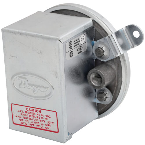 Dwyer 1910-10 Compact Low Differential Pressure Switch 3.0-11.75 inches W.C. Replacement 1910-10