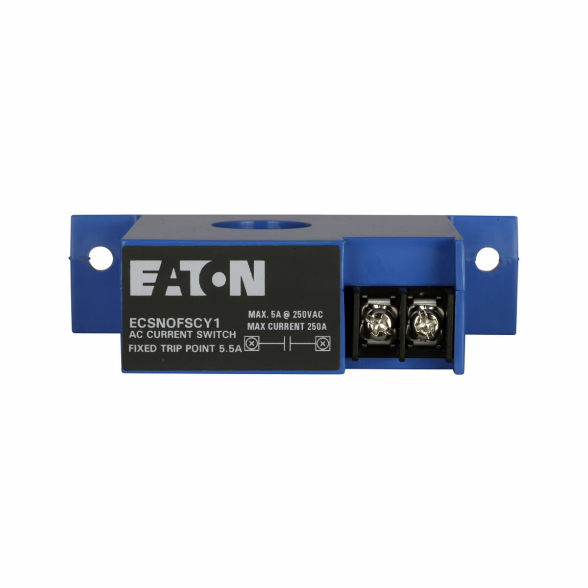 Eaton ECSNOFSCY1 CurrentWatch ECS Top Terminal Current Switch, Fixed 5.5A Setpoint, SSR, Self-Powered