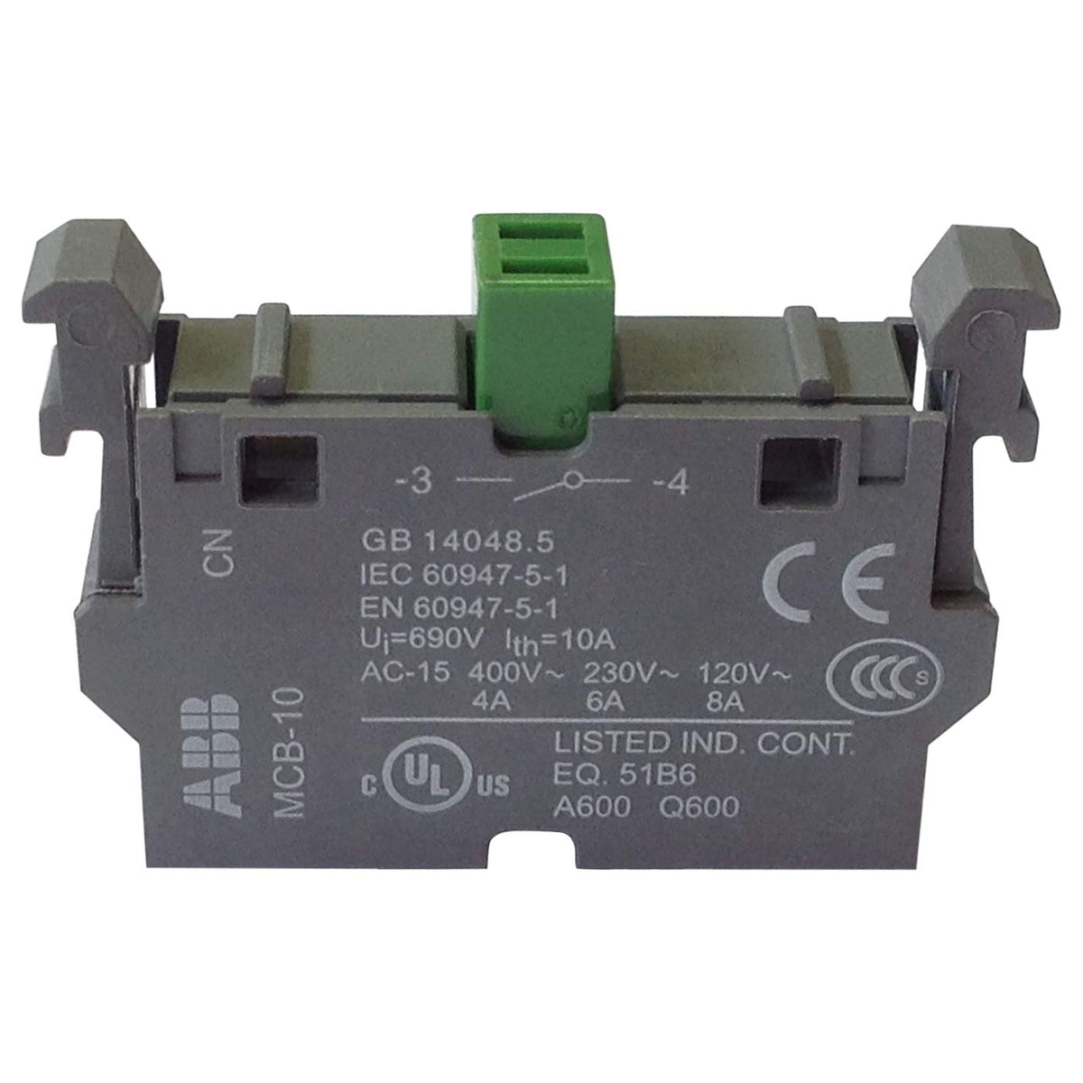 ABB MCB-10 Contact Block 8 Amp 120 Volts Plug-In Mount