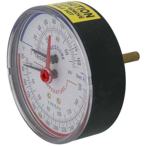 Resideo TD-090 1/4 NPT 3-1/8 Inch Face Temperature & Pressure Gauge Tridicator