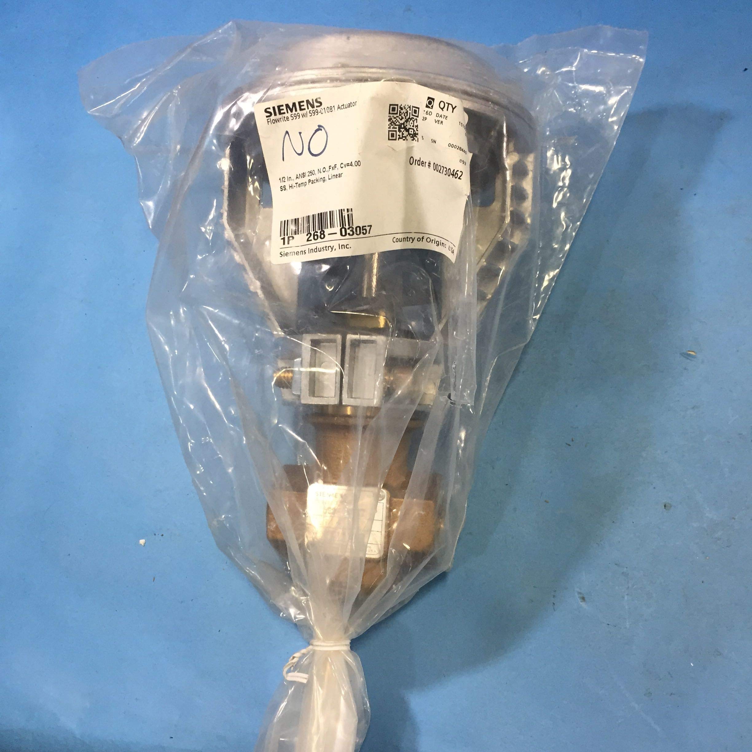 Siemens 268-03057 Stainless Steel Globe Valve Actuator Combo