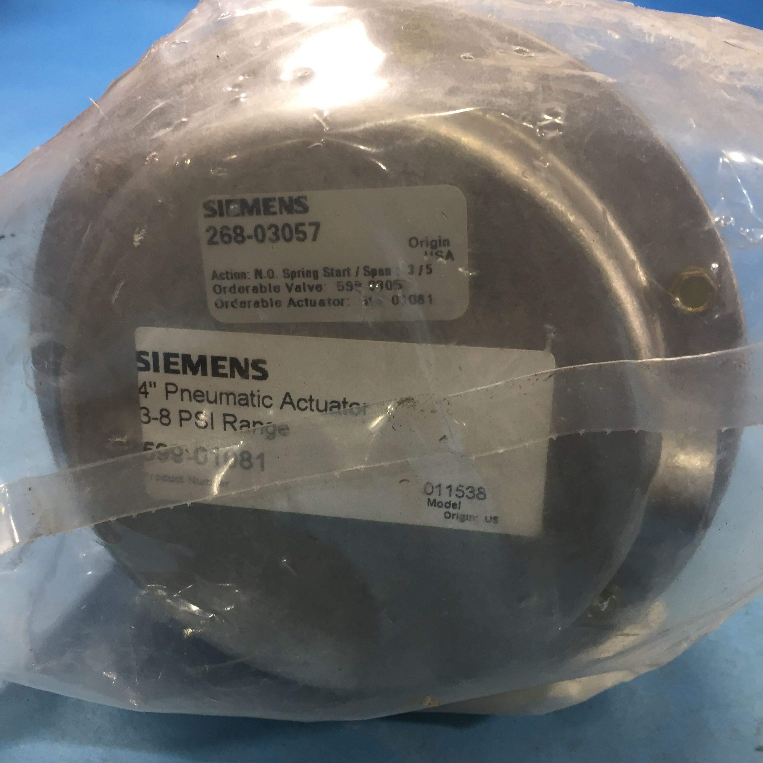 Siemens 268-03057 Stainless Steel Globe Valve Actuator Combo