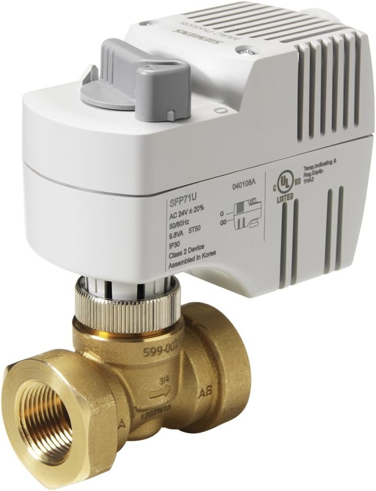 SIEMENS 243-00211 Zone Valve 2-Way 1/2 Inch 2.5 Cv NPT with 24-Volt 2-Position Spring Return Fail-Safe Actuator Normally Open