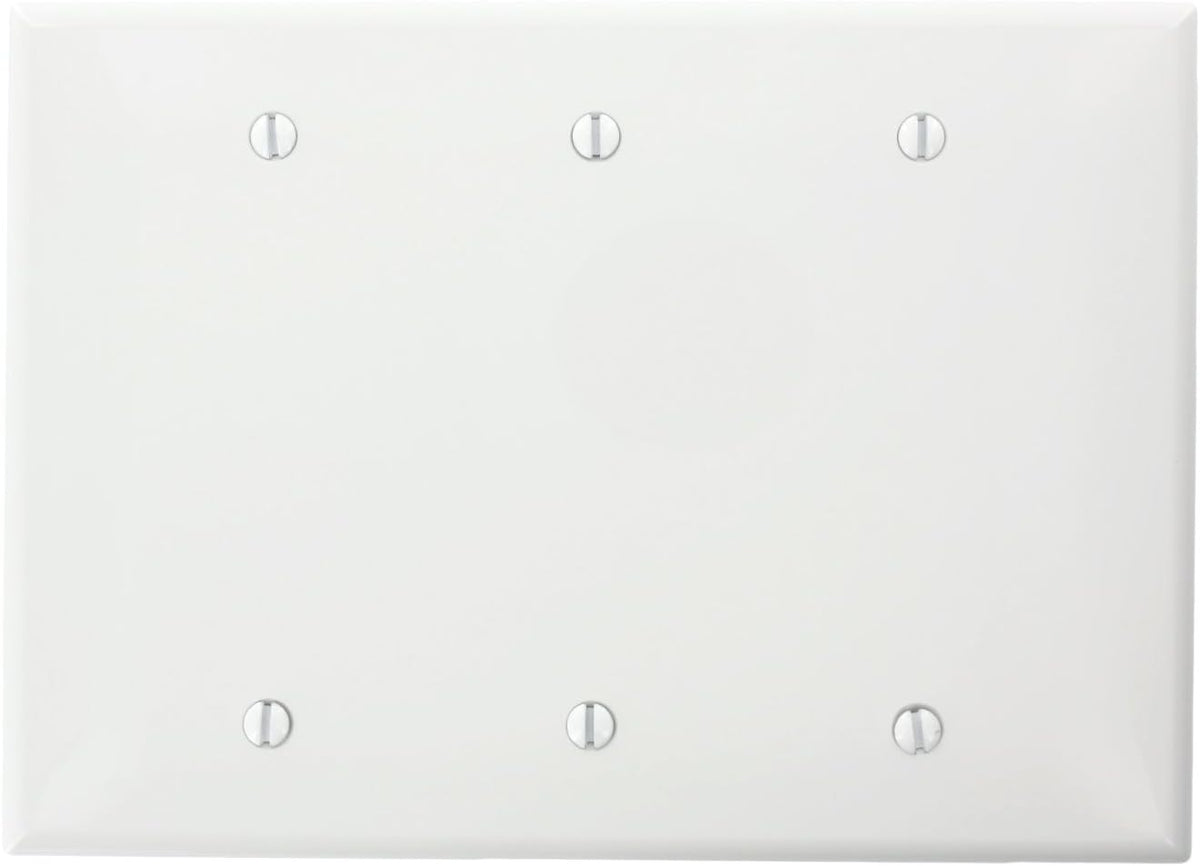 Leviton PJ33-W Midway Size High Impact Thermoplastic 3-Gang Blank Wallplate, White