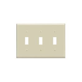 Leviton 86011 Toggle Device Switch Wallplate 3-Gang Standard Size Thermoset Device Mount Ivory