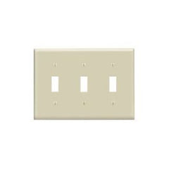 Leviton 86011 Toggle Device Switch Wallplate 3-Gang Standard Size Thermoset Device Mount Ivory