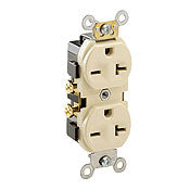 Leviton 5822-I Straight Blade Duplex Receptacle 250 Volt 20 Amp Ivory